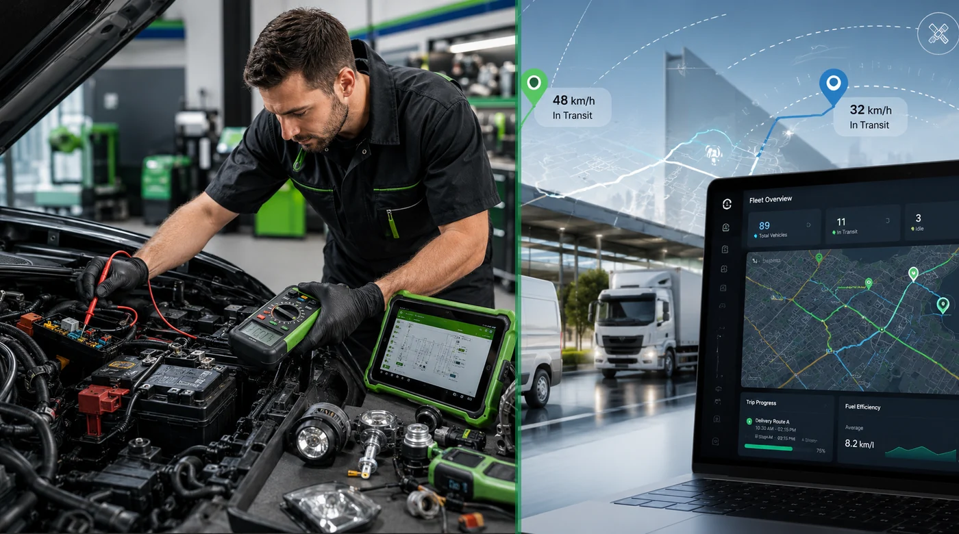 Tracking installation combined with automotive electrical diagnosis